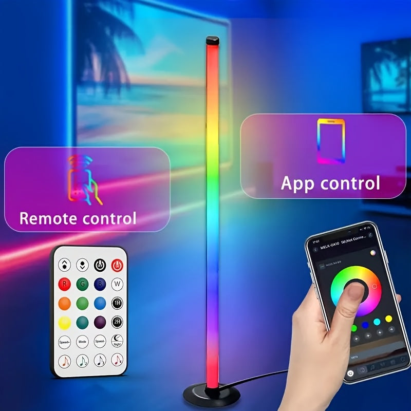 Lampe de bureau colonne RGB connectée noire, 122 cm à monter