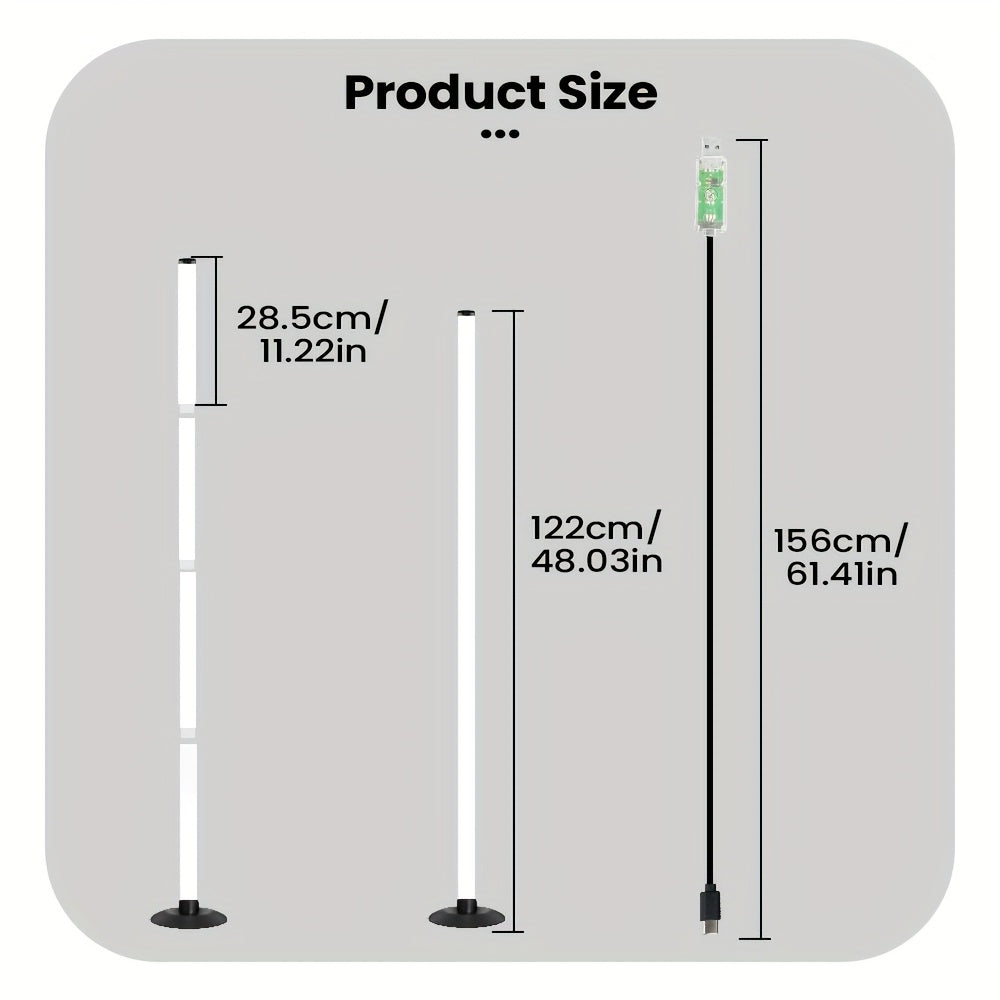 Lampe de bureau colonne RGB connectée noire, 122 cm à monter