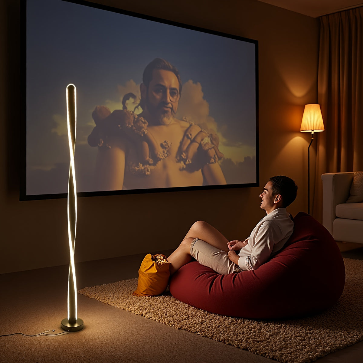 Lampe de bureau colonne torsadée dorée de 121 cm sur port USB