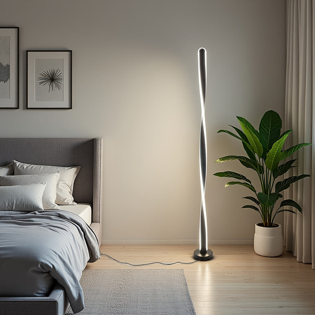 Lampe de bureau colonne torsadée dorée de 121 cm sur port USB