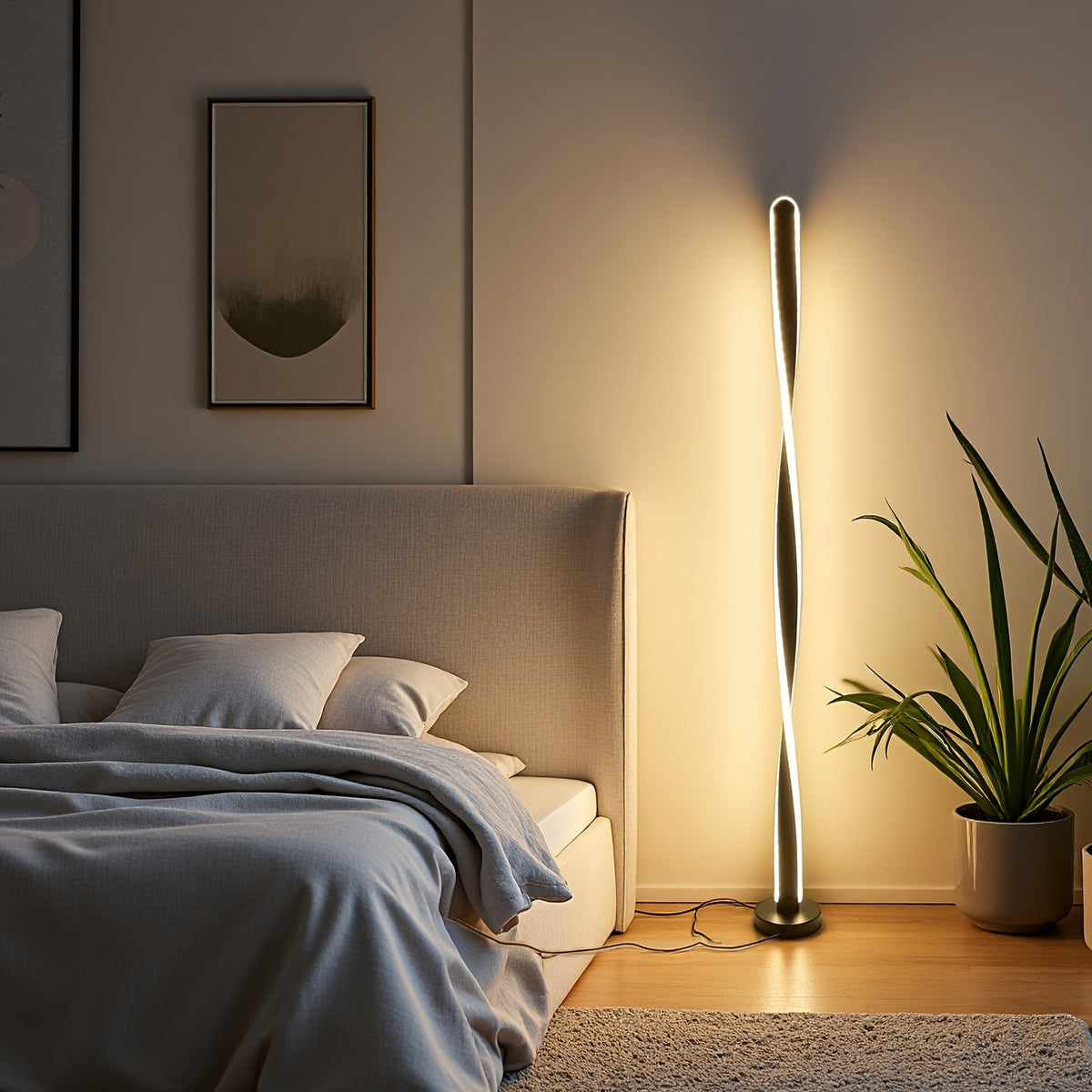 Lampe de bureau colonne torsadée dorée de 121 cm sur port USB