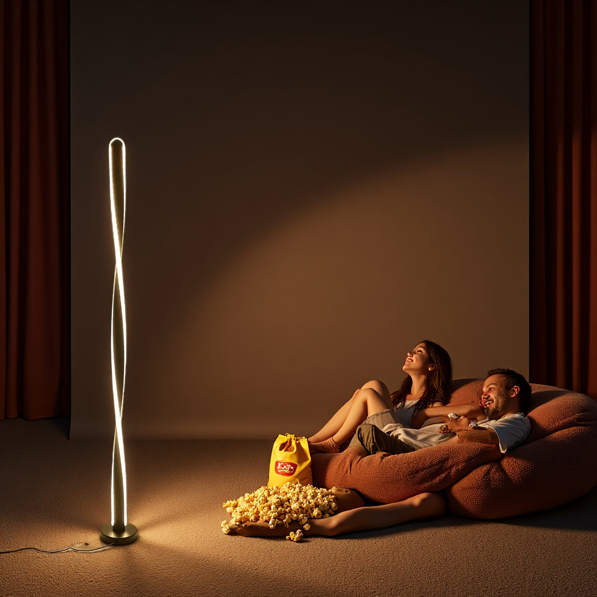 Lampe de bureau colonne torsadée dorée de 121 cm sur port USB