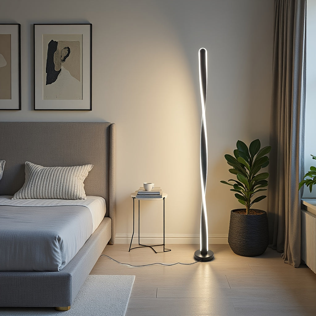 Lampe de bureau colonne torsadée dorée de 121 cm sur port USB
