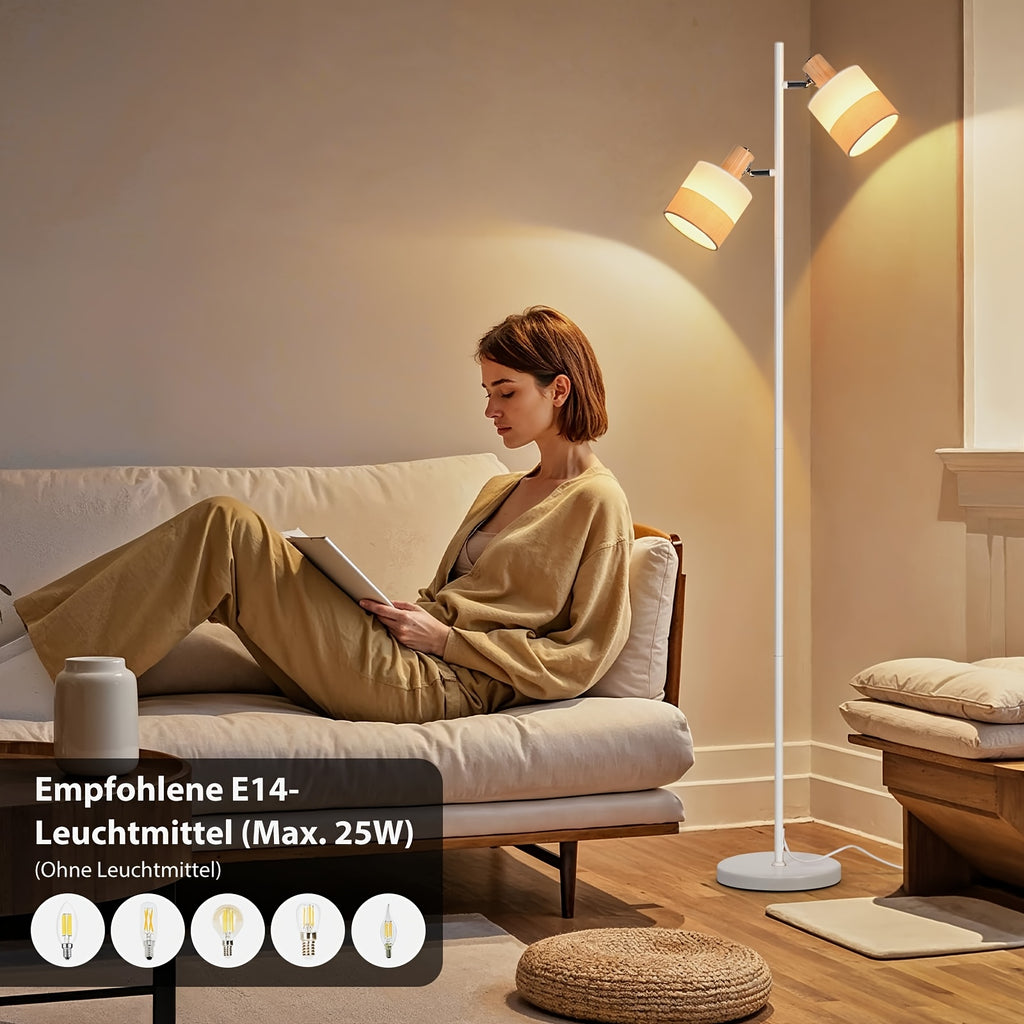Lampe de bureau blanche à deux abat-jour pivotants, 145 cm