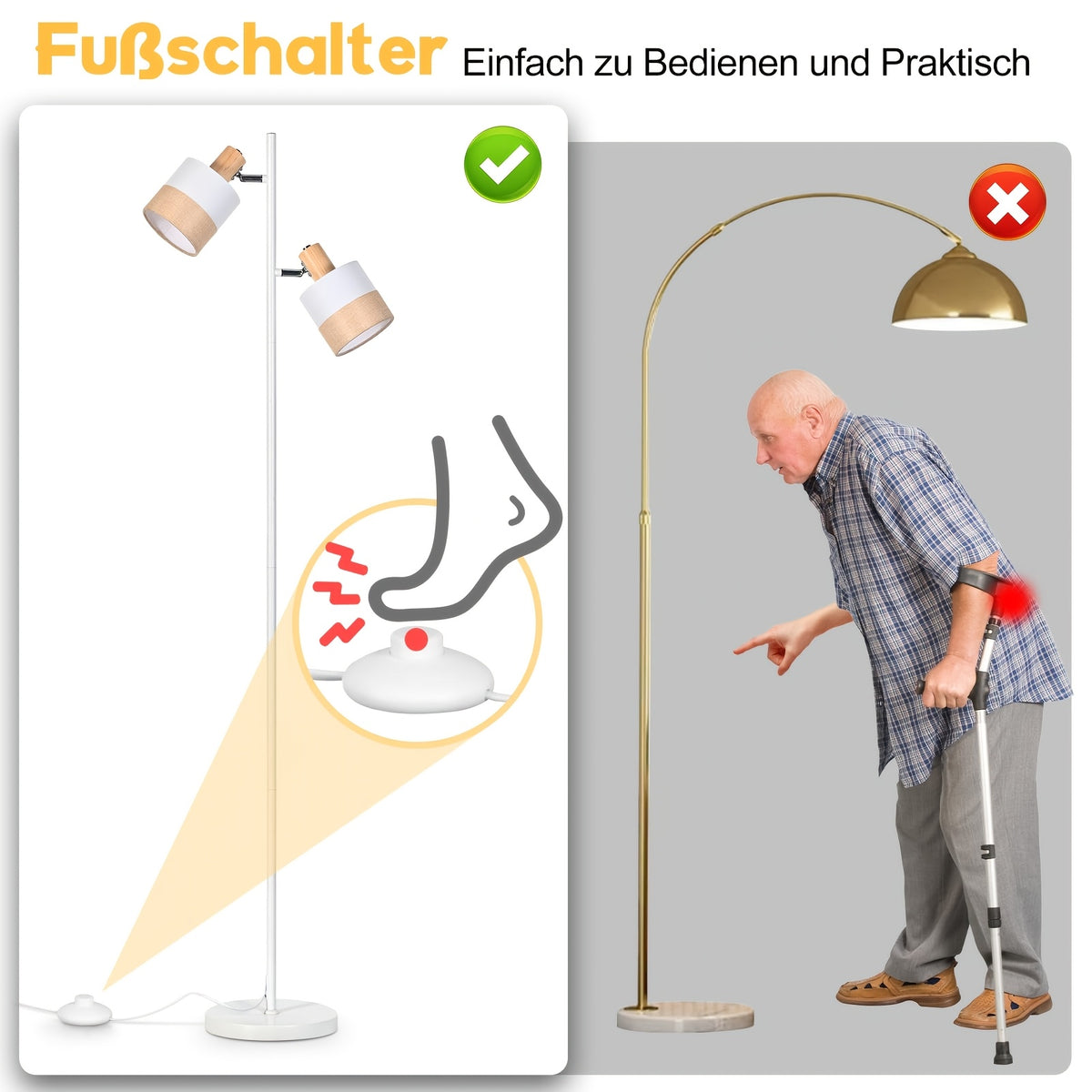 Lampe de bureau blanche à deux abat-jour pivotants, 145 cm