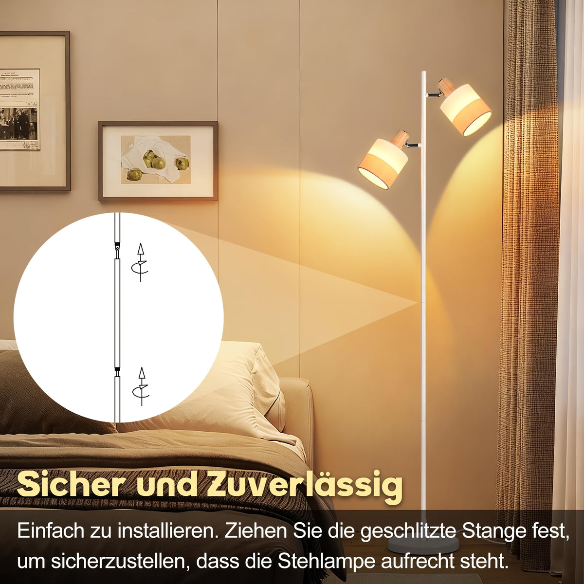 Lampe de bureau blanche à deux abat-jour pivotants, 145 cm
