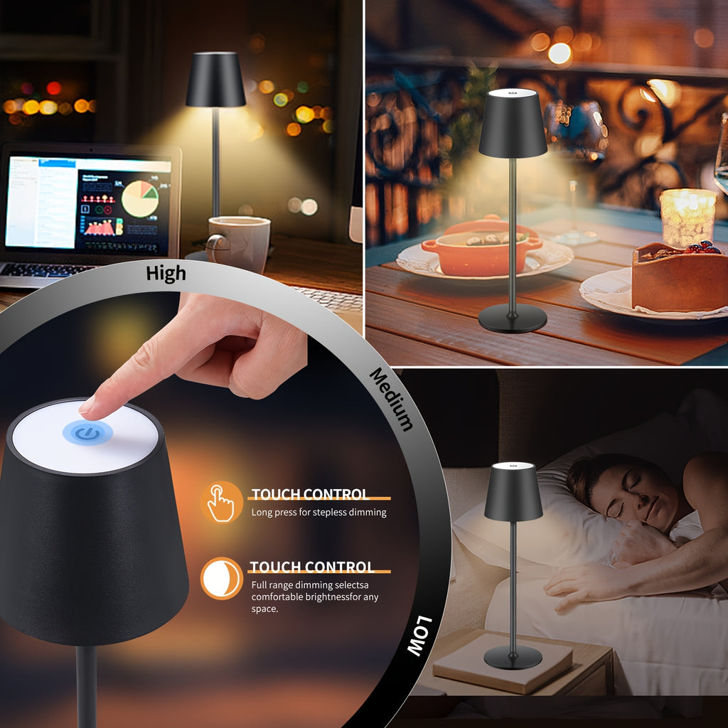 Lampe de bureau sans fil métal, paire de 36,5 cm à poser