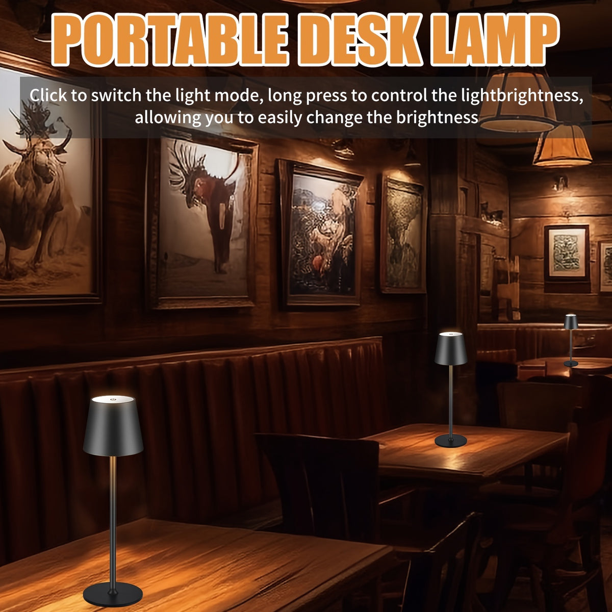 Lampe de bureau sans fil métal, paire de 36,5 cm à poser