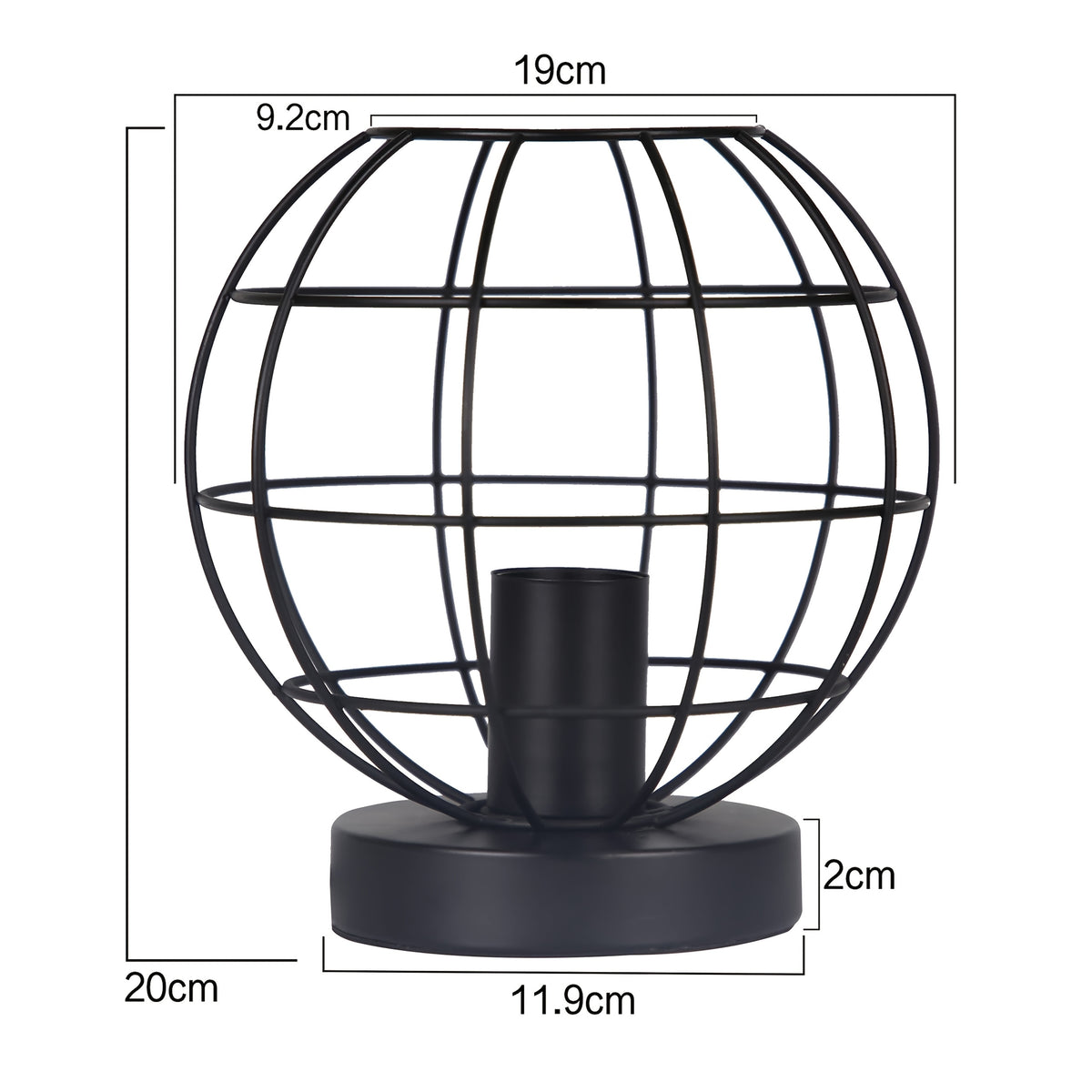 Lampe de bureau globe filaire noir mat, douille E27, 20 cm