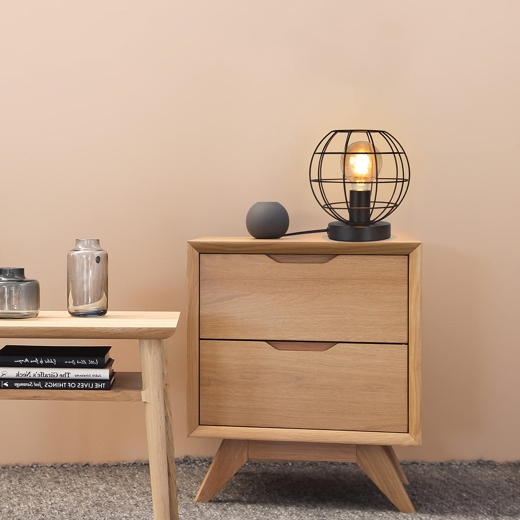 Lampe de bureau globe filaire noir mat, douille E27, 20 cm