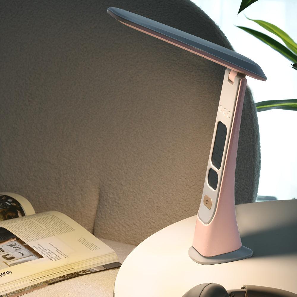 Lampe de bureau pliante sans fil, horloge et date à l'écran