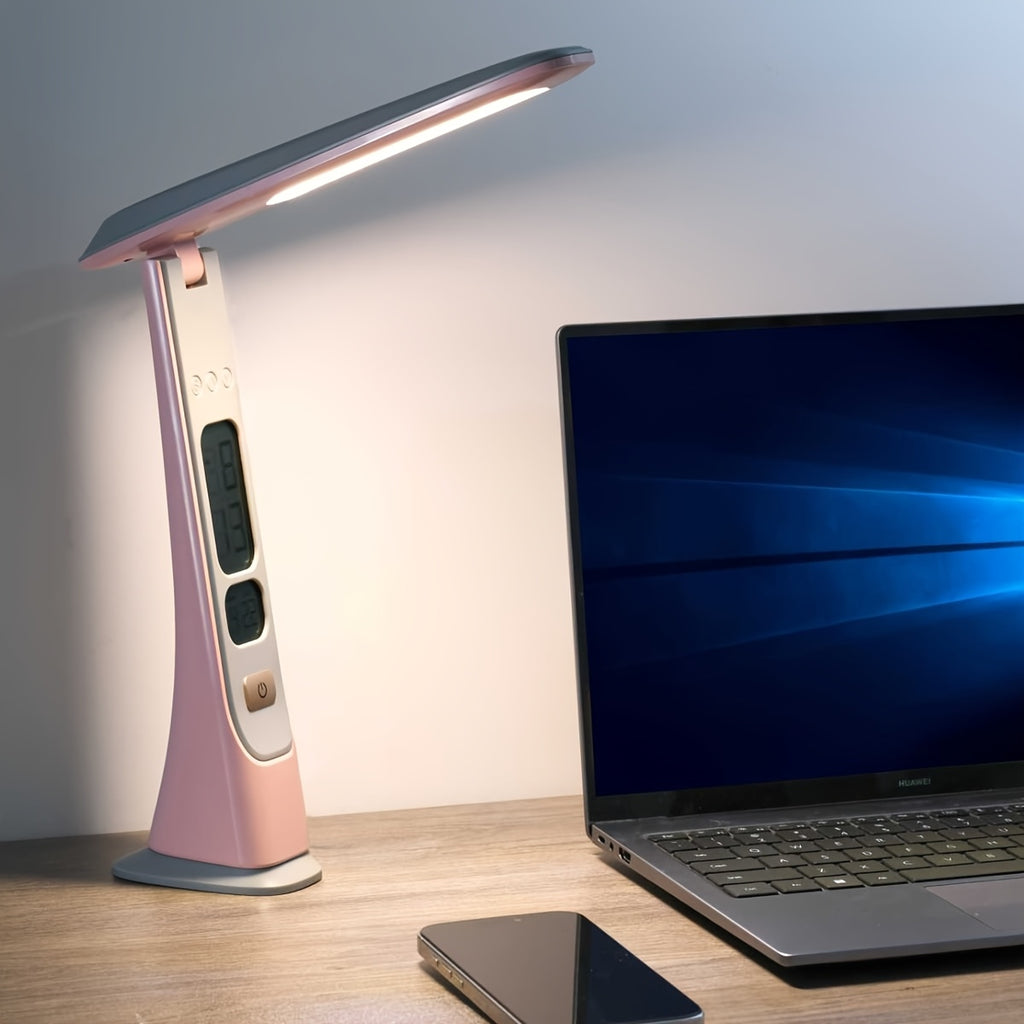 Lampe de bureau pliante sans fil, horloge et date à l'écran