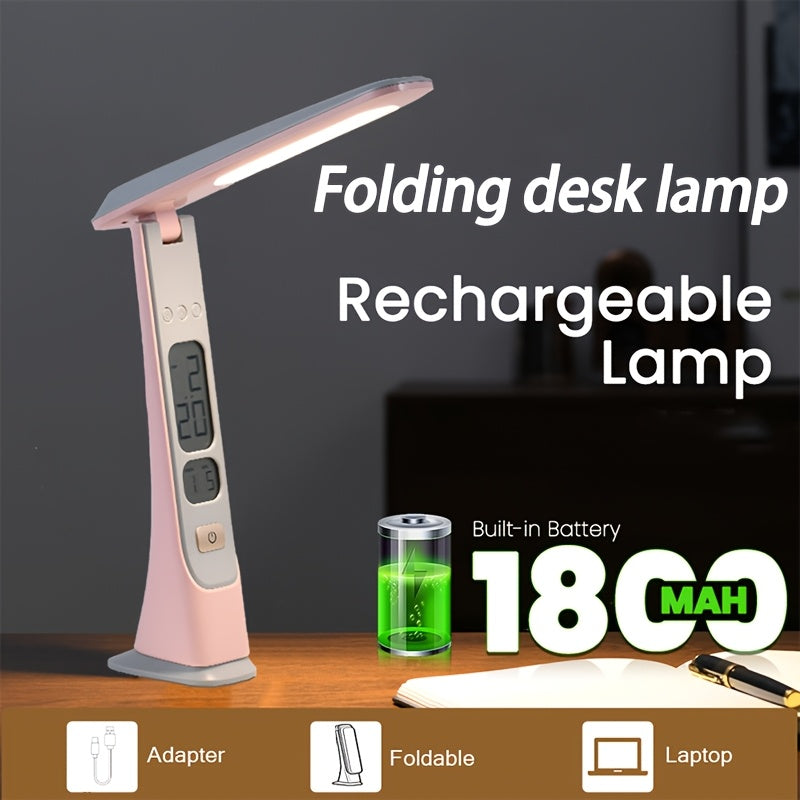 Lampe de bureau pliante sans fil, horloge et date à l'écran