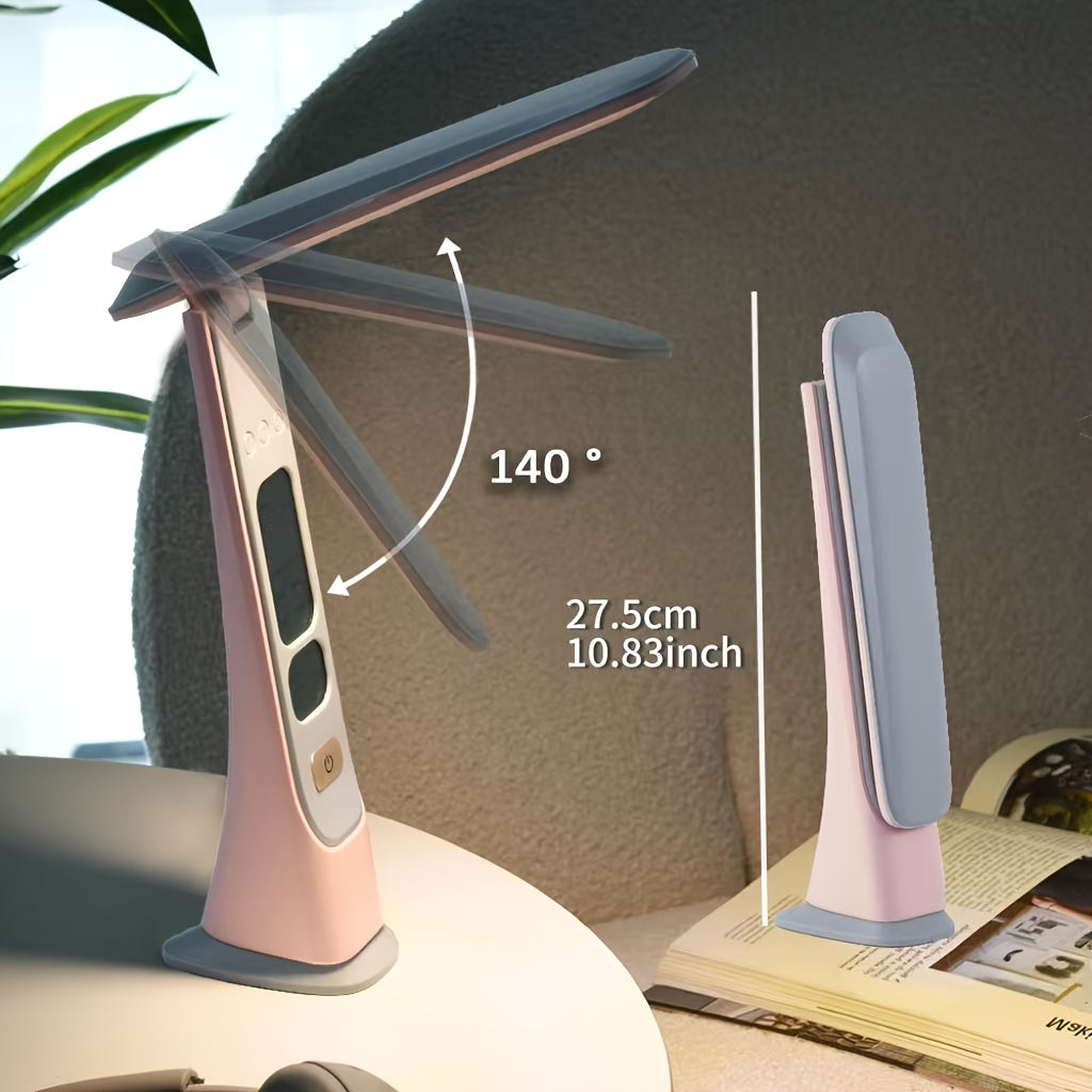 Lampe de bureau pliante sans fil, horloge et date à l'écran