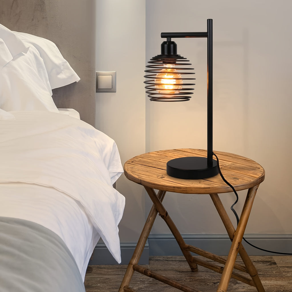 Lampe de bureau industrielle cage spirale, lot de 2, E27