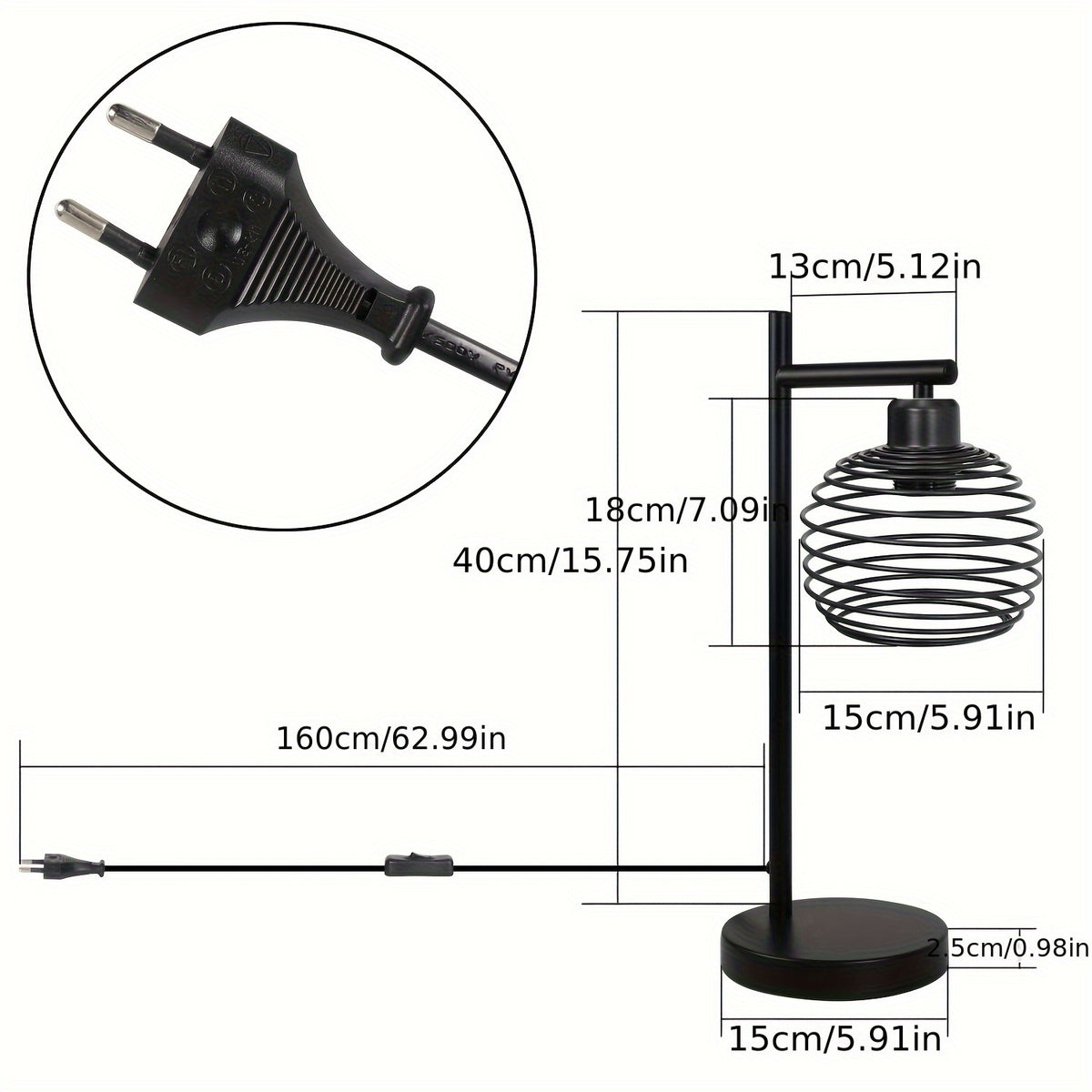 Lampe de bureau industrielle cage spirale, lot de 2, E27