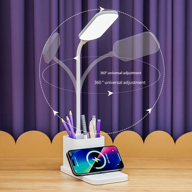 Lampe de bureau LED blanche à charge sans fil par induction