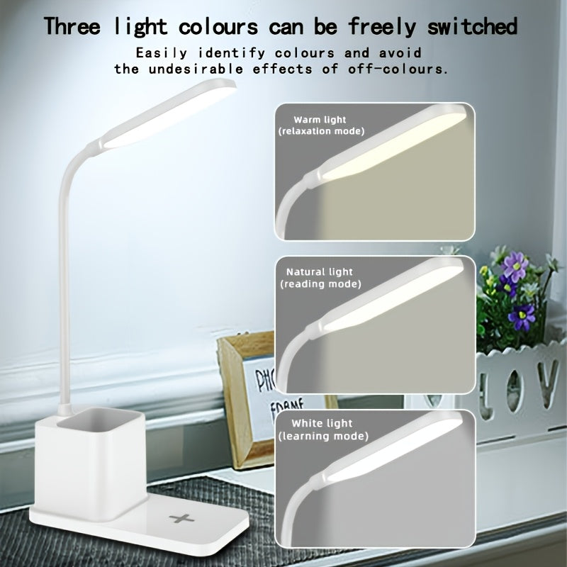 Lampe de bureau LED blanche à charge sans fil par induction