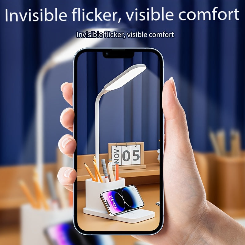 Lampe de bureau LED blanche à charge sans fil par induction