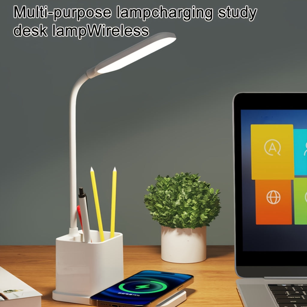 Lampe de bureau LED blanche à charge sans fil par induction