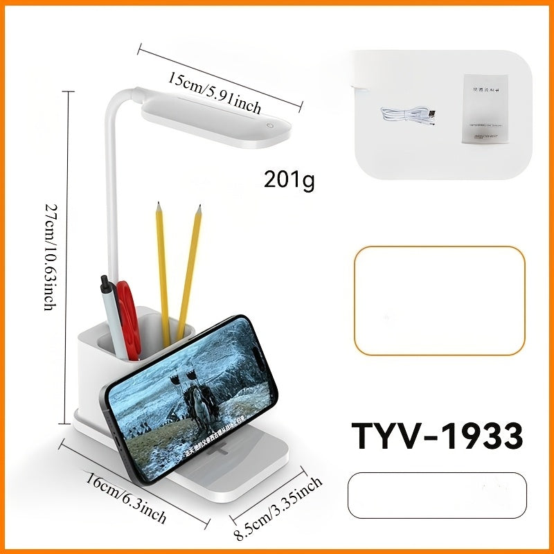 Lampe de bureau LED blanche à charge sans fil par induction