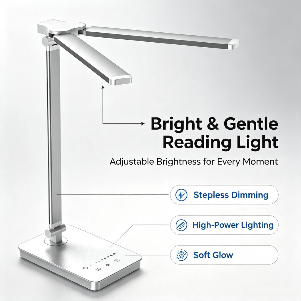 Lampe de bureau LED double tête articulée aluminium blanc