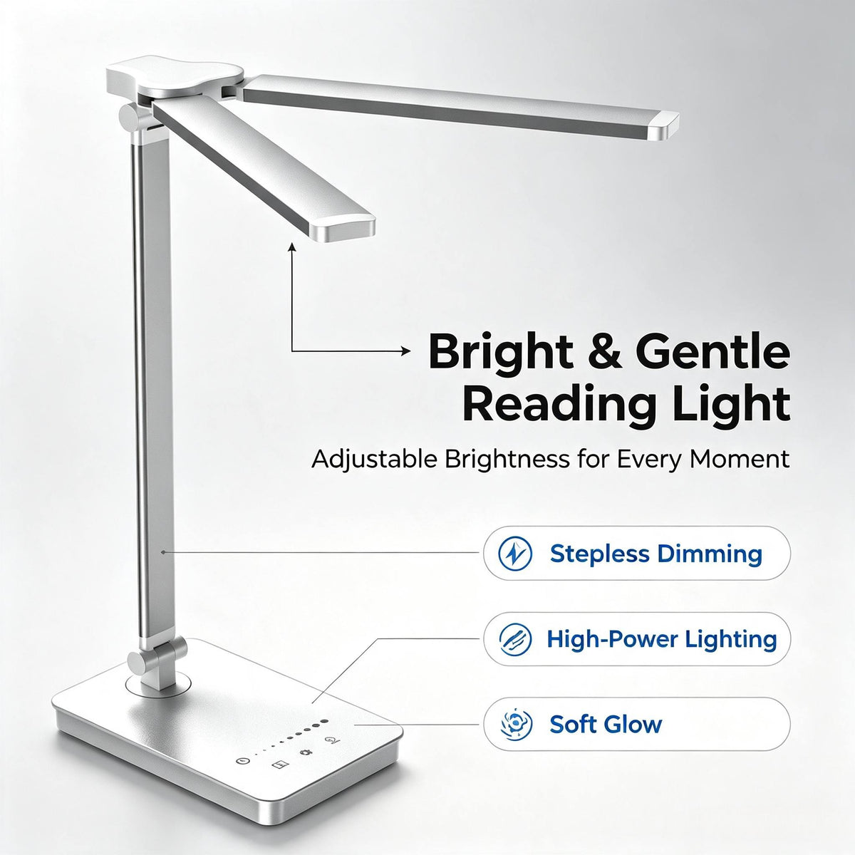 Lampe de bureau LED double tête articulée aluminium blanc