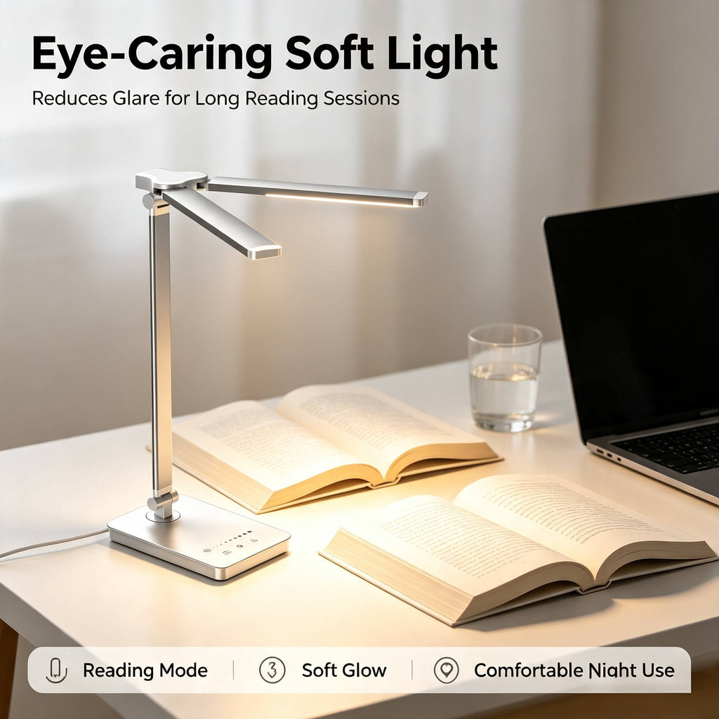 Lampe de bureau LED double tête articulée aluminium blanc