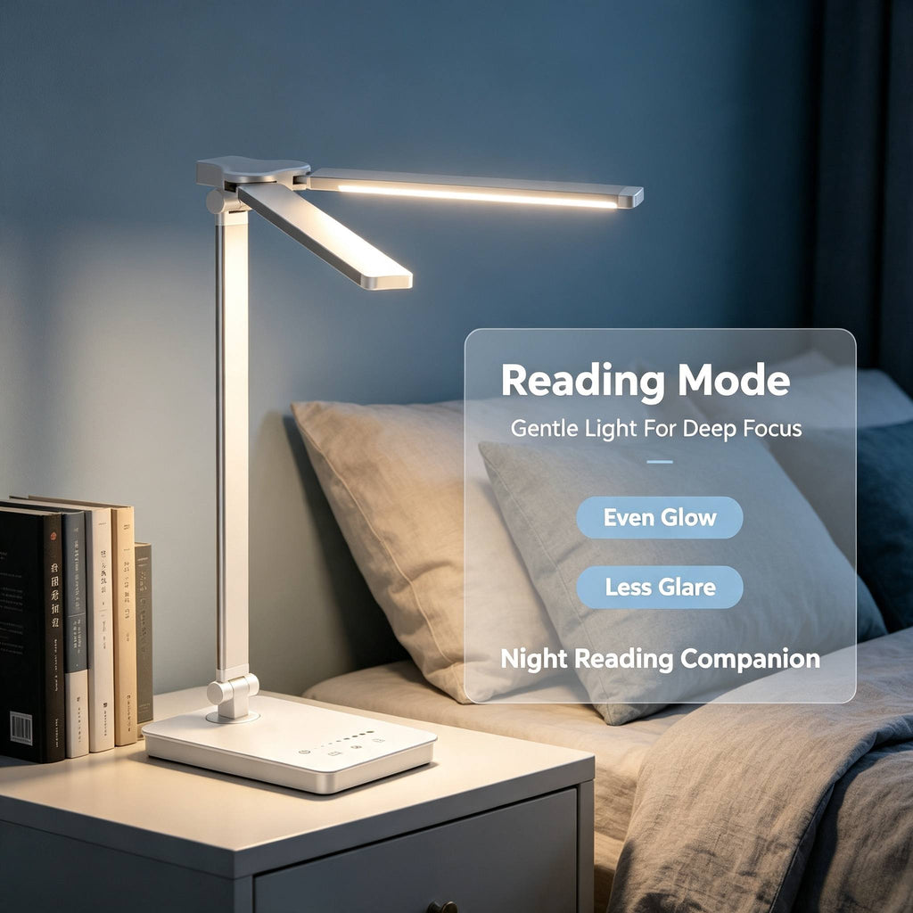 Lampe de bureau LED double tête articulée aluminium blanc