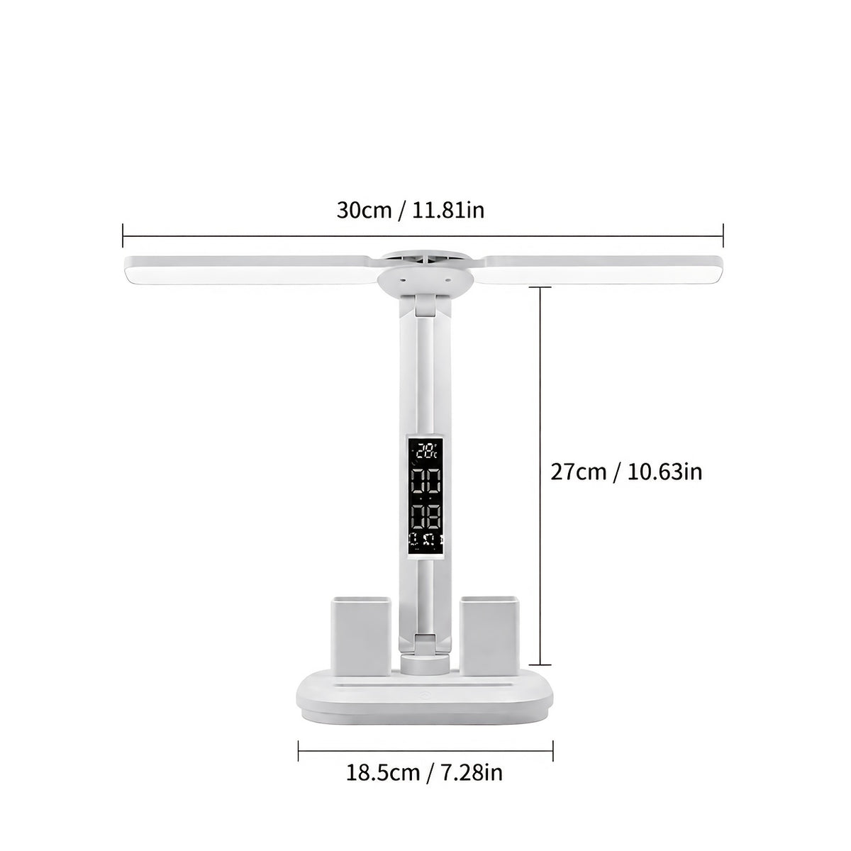Lampe de bureau LED double tête blanche à 3 teintes chiffrées