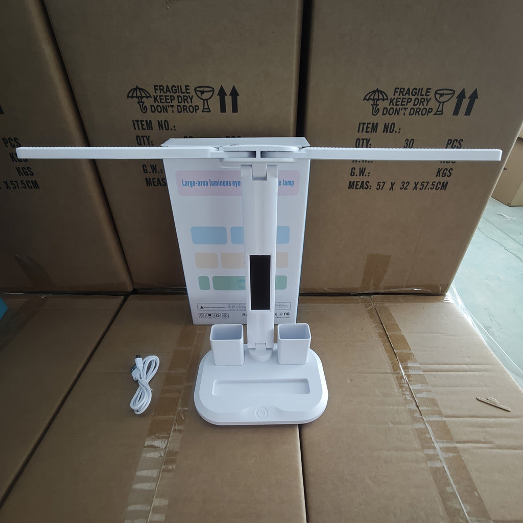 Nouvelle Lampe d'Étude LED à Double Tête avec Affichage Numérique + Double Porte-Stylo