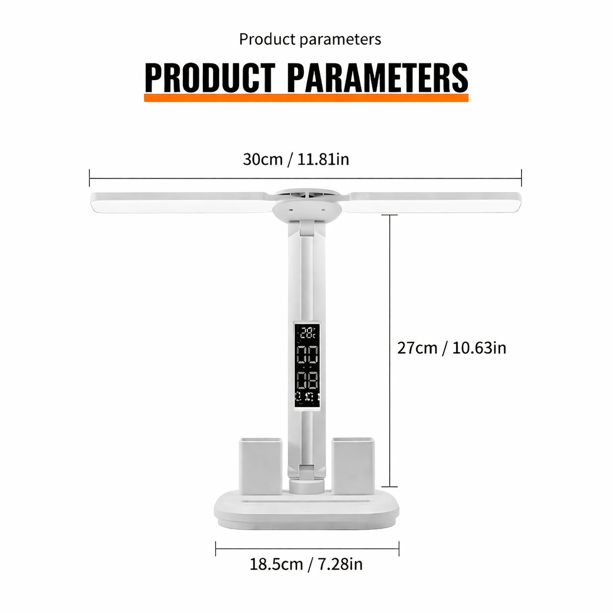 Lampe de bureau LED double tête blanche à 3 teintes chiffrées