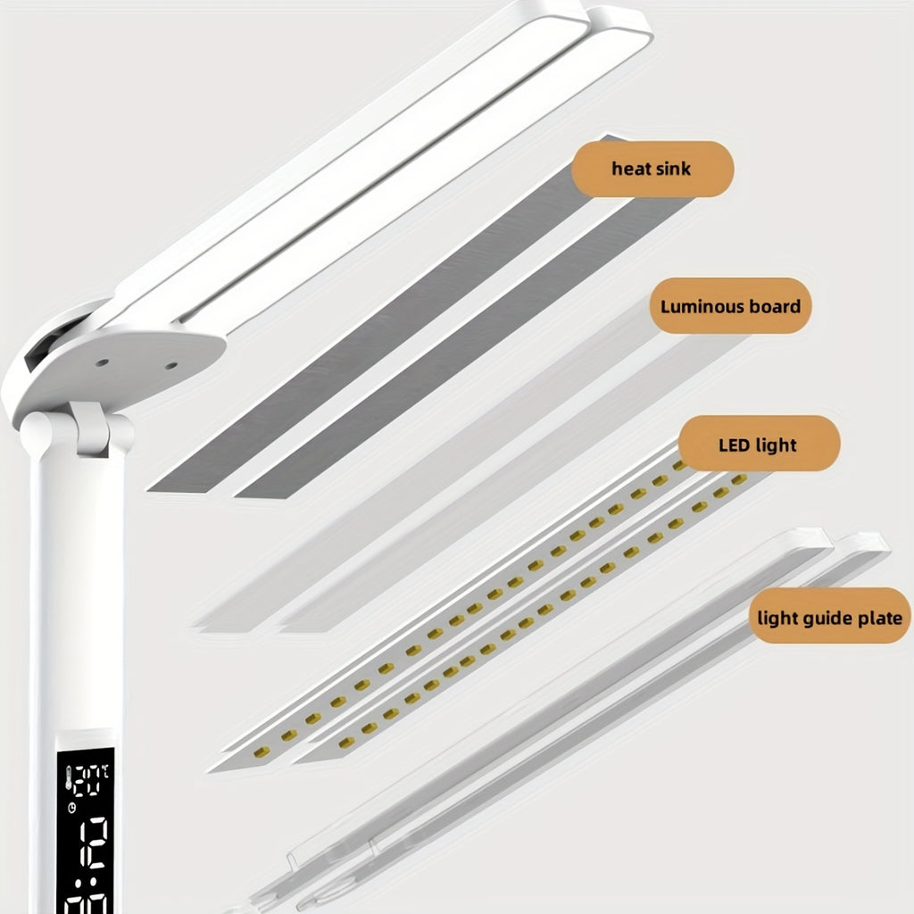 Lampe de bureau LED double tête blanche à écran horloge