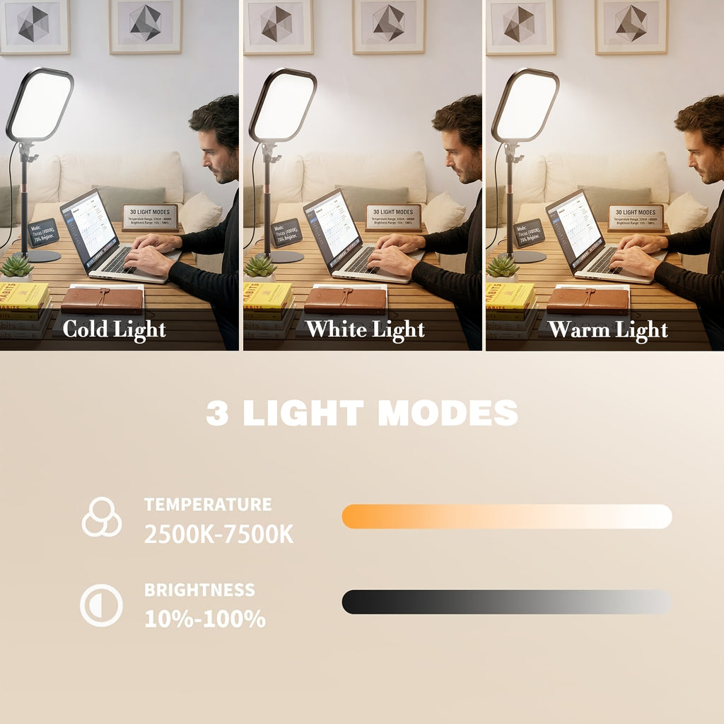 Lampe de bureau LED à panneau sur pied télescopique noir