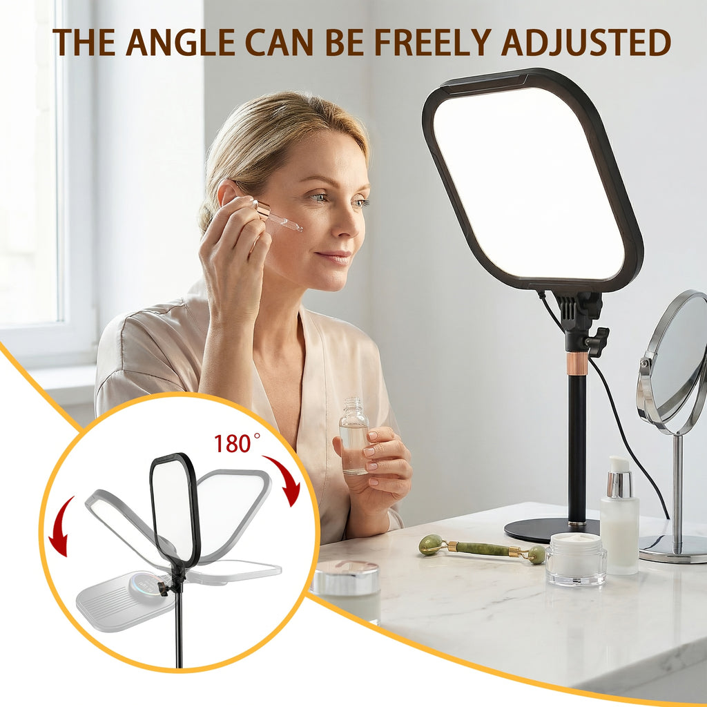 Lampe de bureau LED à panneau sur pied télescopique noir