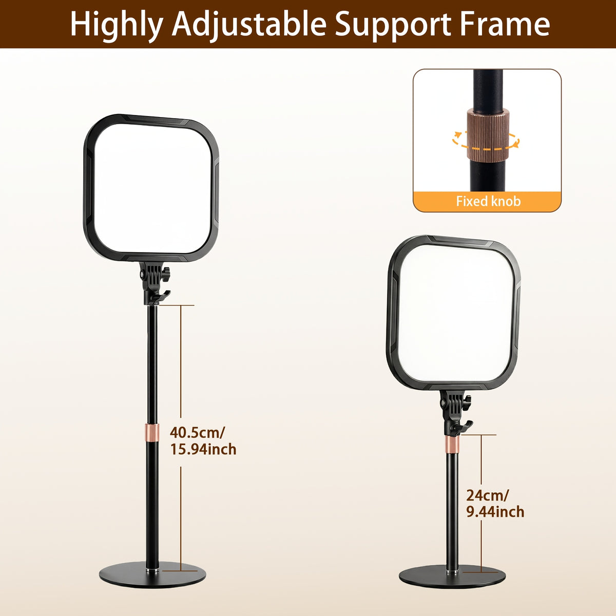 Lampe de bureau LED à panneau sur pied télescopique noir
