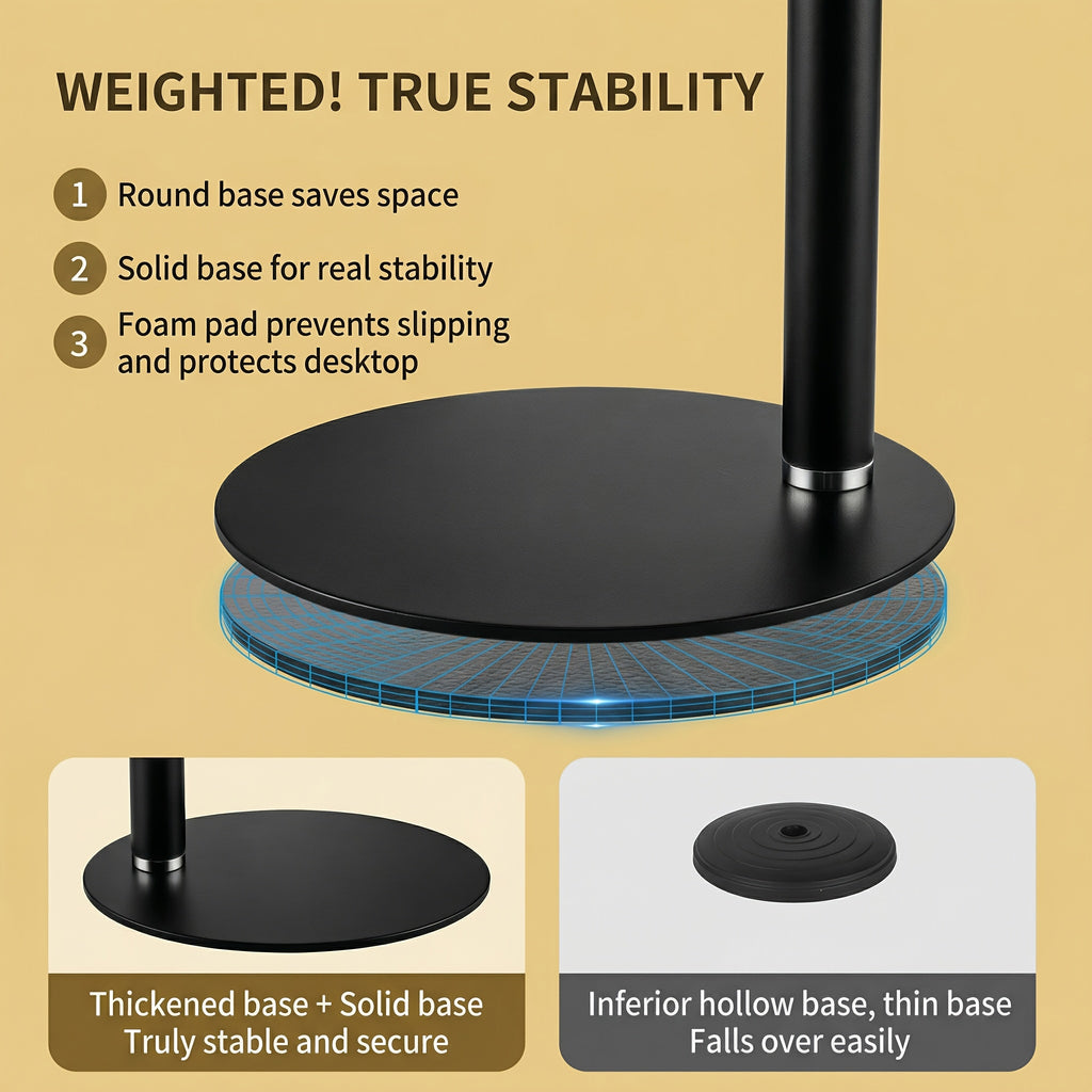 Lampe de bureau LED à panneau sur pied télescopique noir