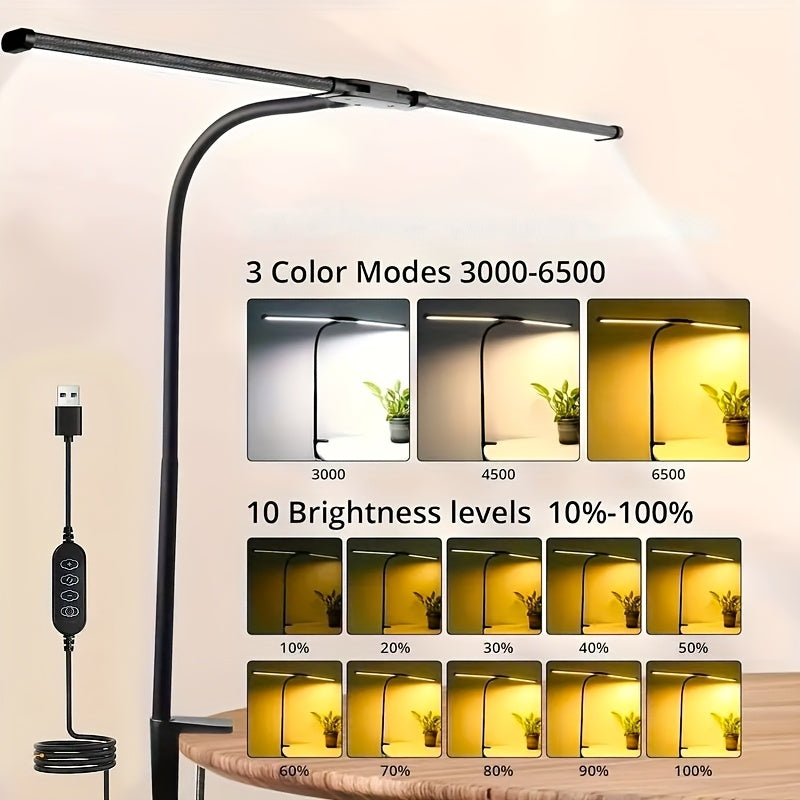 Lampe de bureau LED à pince noire ou blanche 900 lumens