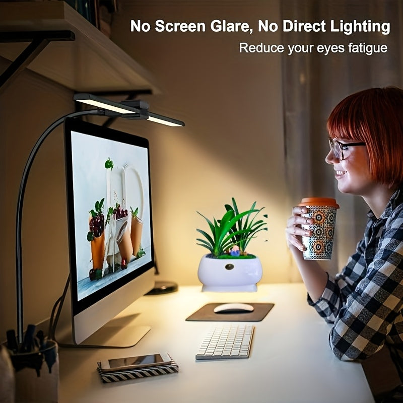 Lampe de bureau LED à pince noire ou blanche 900 lumens