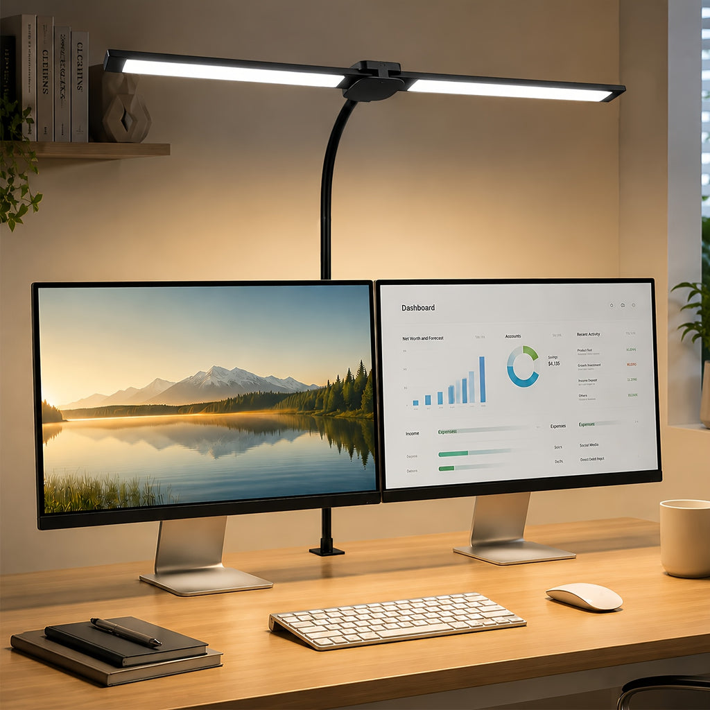 Lampe de bureau LED à pince blanche à 5 teintes chiffrées