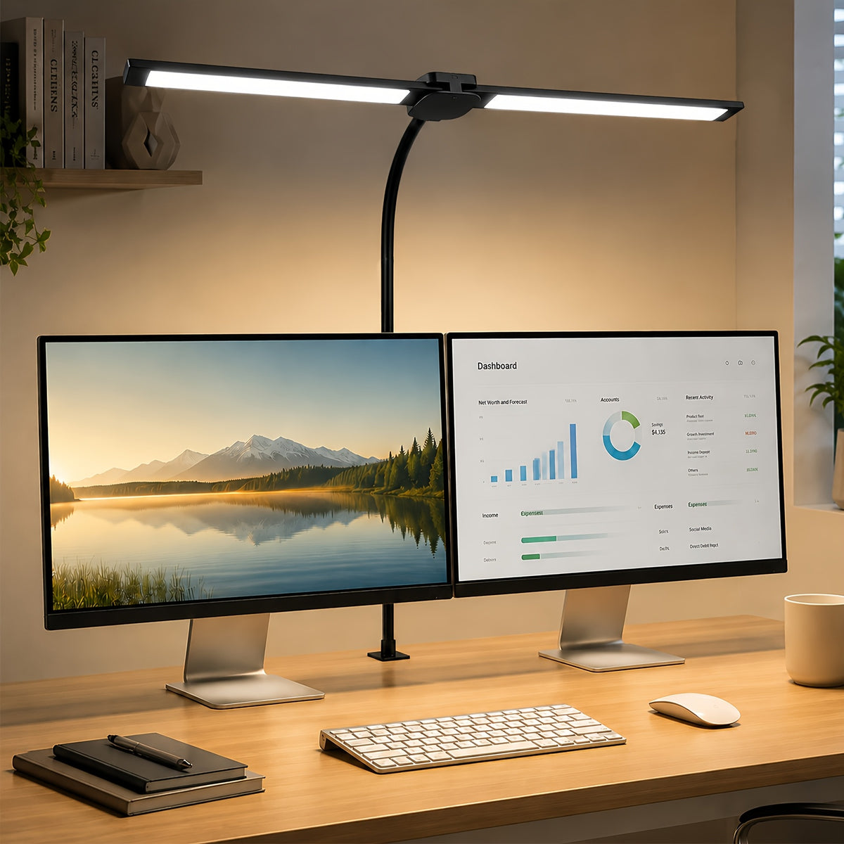 Lampe de bureau LED à pince blanche à 5 teintes chiffrées
