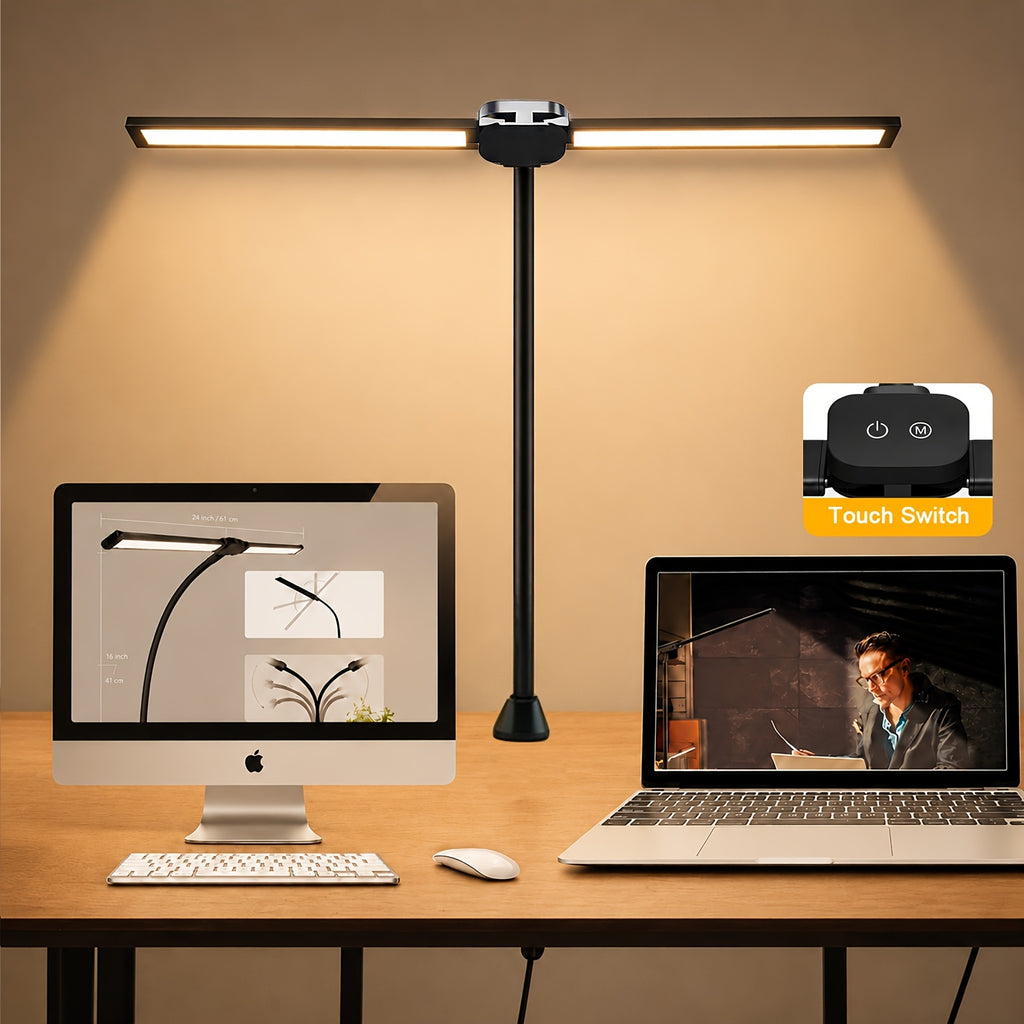 Lampe de bureau LED à pince blanche à 5 teintes chiffrées