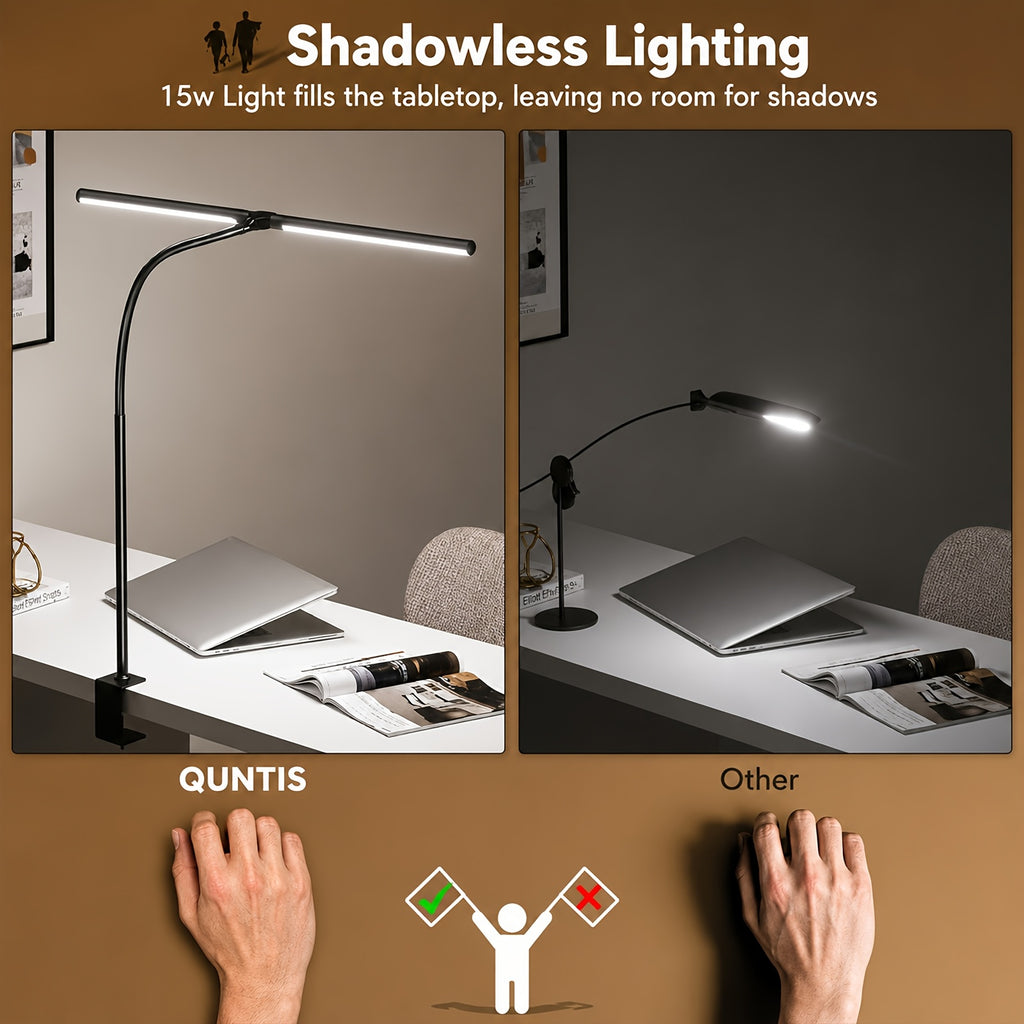 Lampe de bureau LED à pince blanche à 5 teintes chiffrées