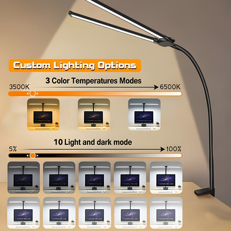 Lampe de bureau LED à pince blanche de 800 lumens IRC 95