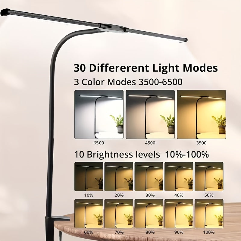 Lampe de bureau LED à pince blanche de 800 lumens IRC 95