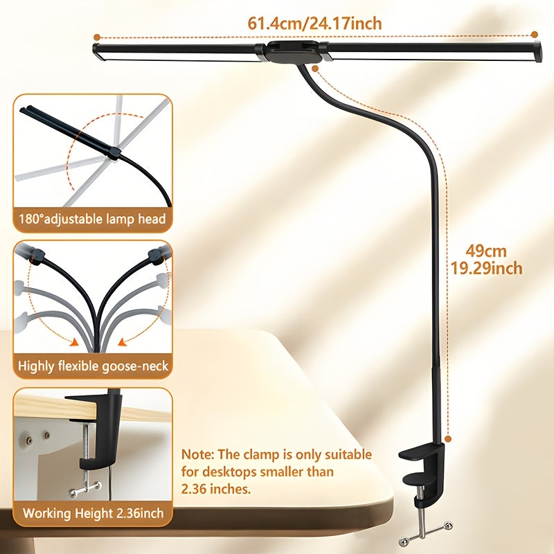 Lampe de bureau LED à pince blanche de 800 lumens IRC 95