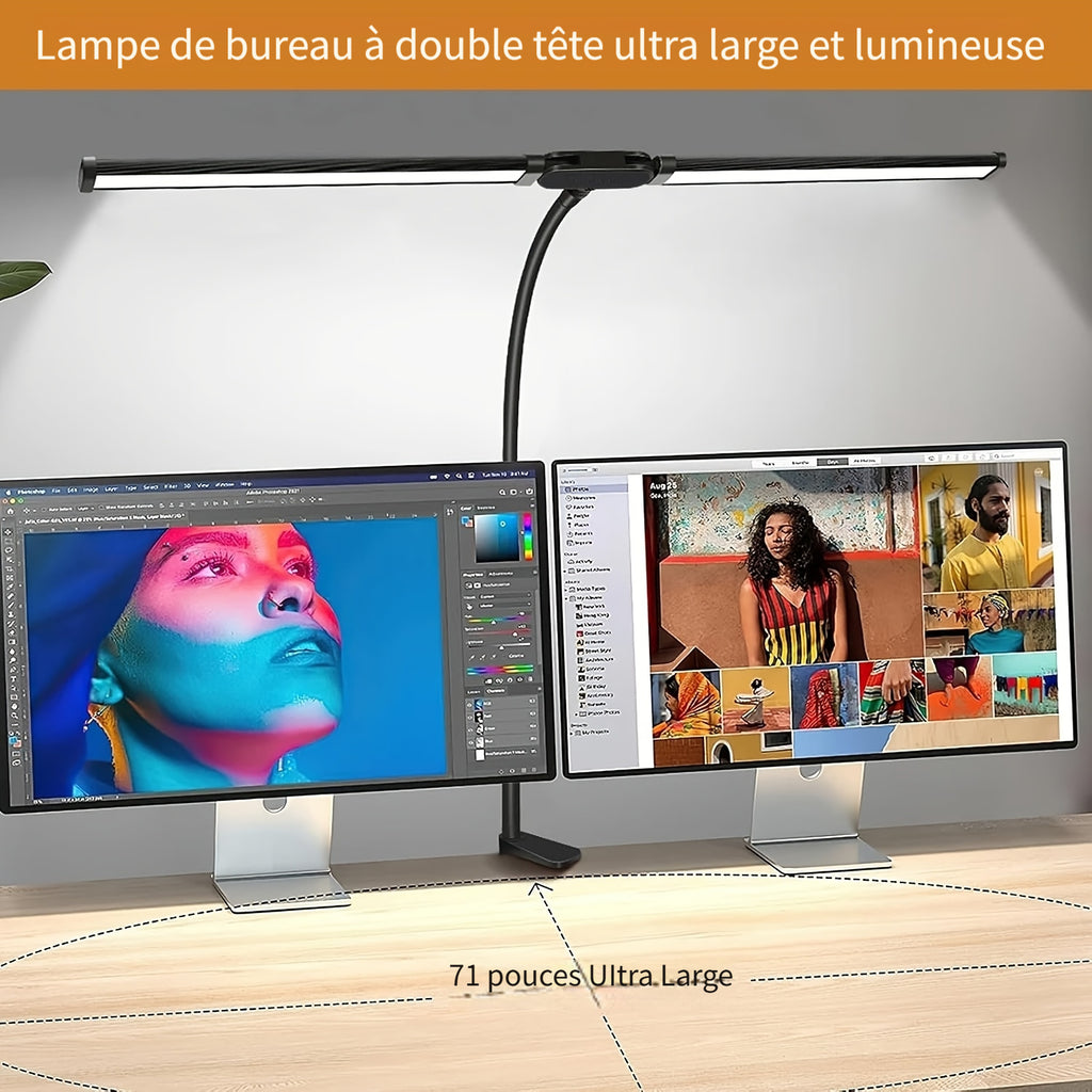 Lampe de bureau LED à pince col de cygne 69 cm 3 teintes