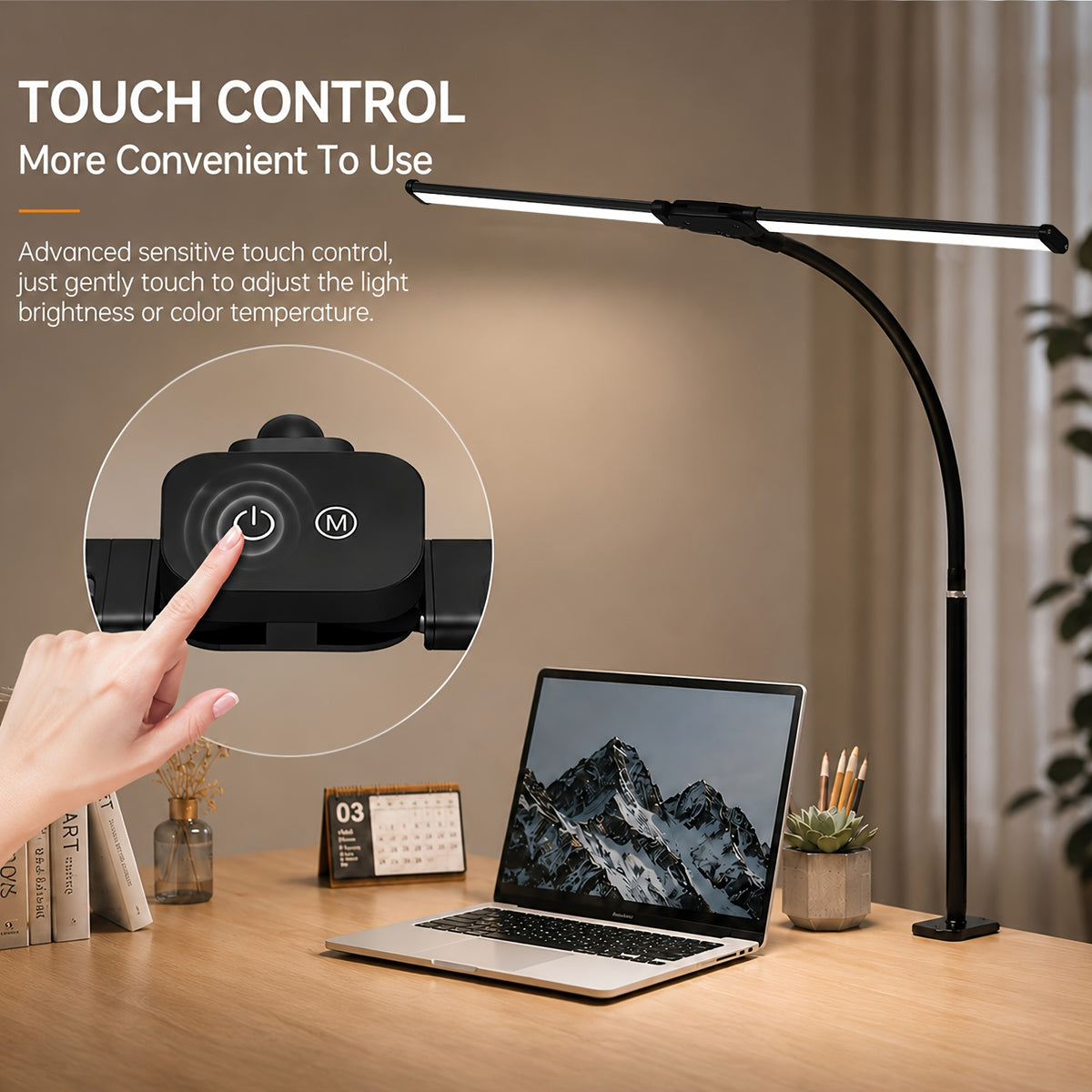 Lampe de bureau LED à pince de 74 cm à col de cygne IRC 90