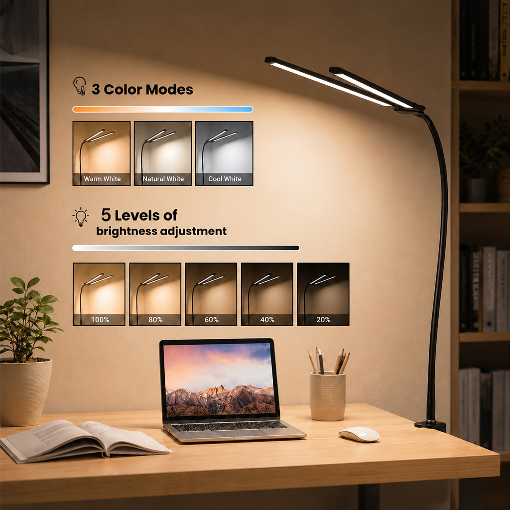 Lampe de bureau LED à pince de 74 cm à col de cygne IRC 90