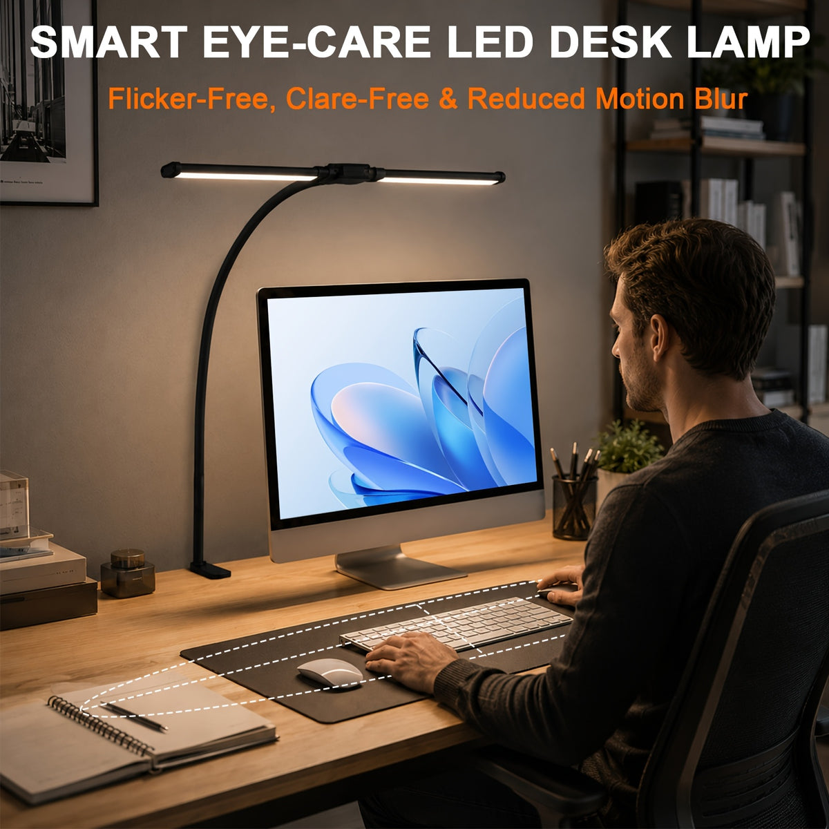 Lampe de bureau LED à pince de 74 cm à col de cygne IRC 90